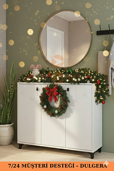 DULGERA Roma 3 Kapaklı Ayakkabılık Çok Amaçlı 3 Kapaklı Dolap 3 Raflı Çok Amaçlı Dolap