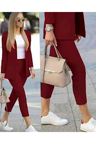 twomeey Set de pantaloni pentru femei, burgundy, fără căptușeală, original Sh...