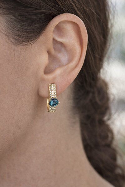 Owentis أقراط فيلونيا من حجر الدياموند الأزرق الذهبي الصلب - لا تسبب التصبغ -