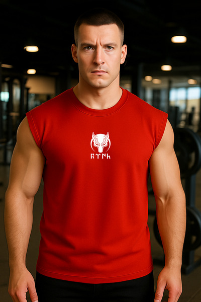 BESSA Men's Polizei Printed Cherry Oversize Crew Neck Cotton Sleeveless Sport...