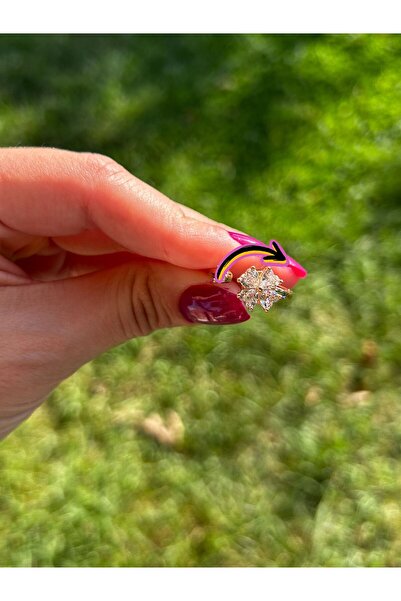 FY Ticaret Beyaz Taşlı Yonca Sarı Renkli Çelik Stres Yüzüğü