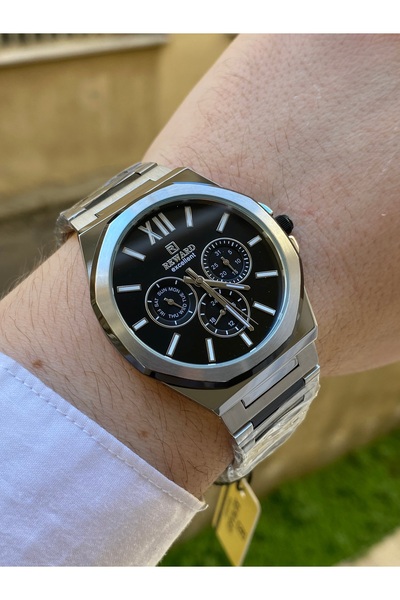 Reward Men's Wrist Watch Waterproof Silver Color Steel Cord Bracelet Gift