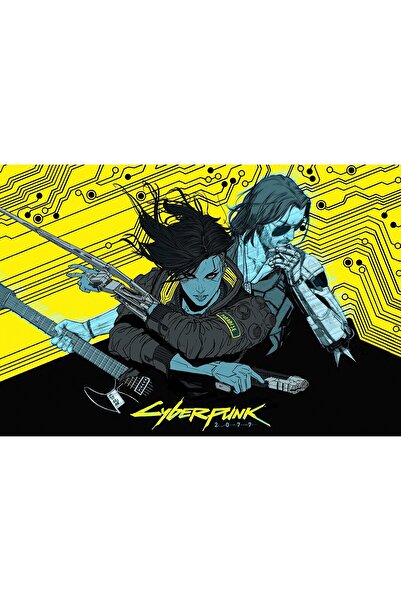Zumzeria Tablou Canvas Cyberpunk 2077 Artă galbenă, 80x50cm,