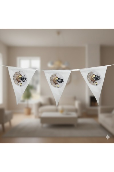 co arma تعليقات اعلام مثلثه قماش رمضان كريم 12 قطعه وبطول 400 سم