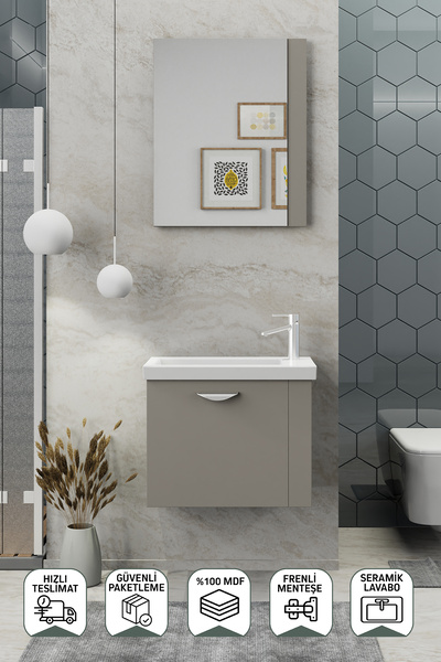 BİANİ FİX Maxila 60 Cm Latte Banyo Dolabı