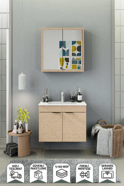 BIANI Fix Loft 75 Cm Banyo Dolabı Renk Aybe Bej