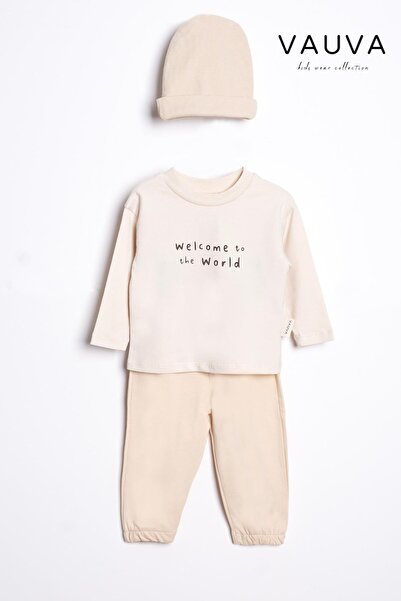 Vauva Bereli Takım 3'lü Mevsimlik Kız Ekek Bebek Çocuk Uzun Kollu Baskılı Ber...