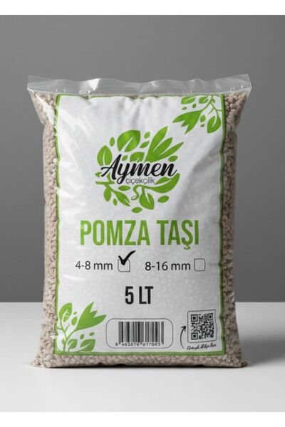 Aymen Çiçekçilik 4-8 mm Ponza Taşı - Tarım Pomzası 5 Lt Paket - 5 Litre Volka...
