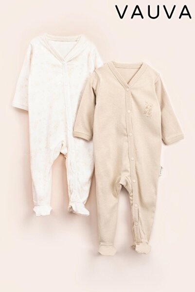 Vauva بذلة بيجامة بأكمام طويلة مع أزرار كبس، بذلة مطبوعة موسمية للأطفال الرضع