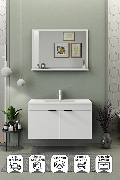 BIANI Fix Arya 100 cm Banyo Dolabı Renk Mat Beyaz