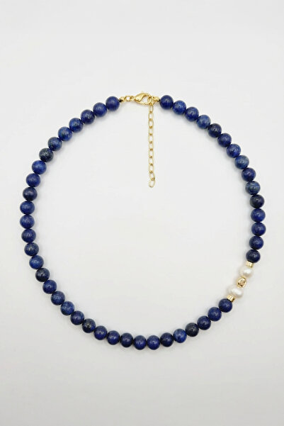 Cunda Doğal Taş Design Lapis Lazuli & İnci Doğal Taş Kolye