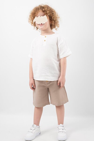 Vauva Letnji muslin set od 2 delova, kratki rukavi i šortsevi, organski musli...