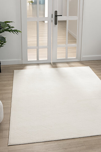 Relief Carpet Anti-Slip Based Washable Cream Aden Living Room Kitchen Corridor Runway Cutting Carpet