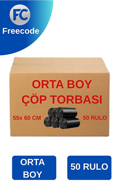 Freecode Orta Boy Çöp Poşeti 50 Paket 55 X 60 Cm Siyah