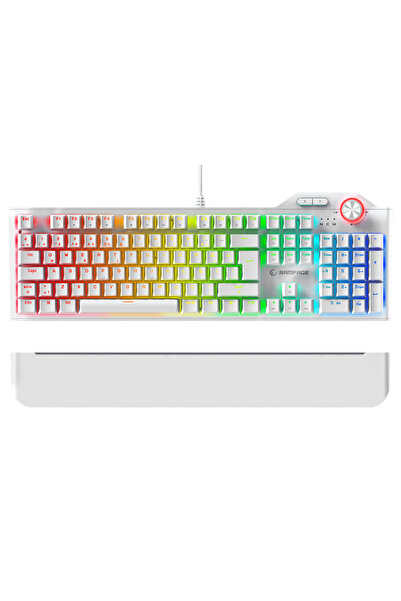 Rampage Hydra R6 Full Color RGB LED Gaming Pro Red Switch Mekanik Klavye - Beyaz