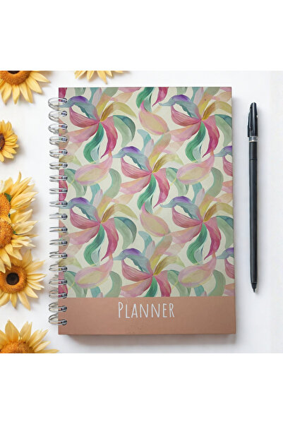 Lizy مفكرة فاخرة بدون تاريخ – غلاف صلب مقاس 17×24، حلزوني، 4 ألوان، مع ملصقات