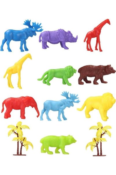 Toy Play 12 Parça Renkli Mini Vahşi Hayvanlar Figür Seti 4-6 cm SKU669