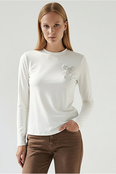 Exquise Μπλούζα με μακρύ μανίκι με κεντημένο υφαντό σχέδιο