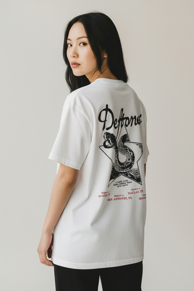 RF Studio Deftones Baskılı %100 Pamuk Unisex Oversize Rock T-shirt Tişört