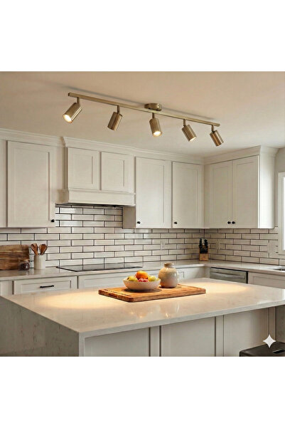 avizade Lunia 5'li Oynar Başlıklı Eskitme Spot Avize - 75cm Modern Retro Mutfak Salon Aydınlatma