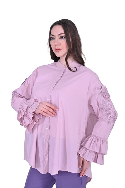 Invee Sleeve Ruffle Shirt Powder