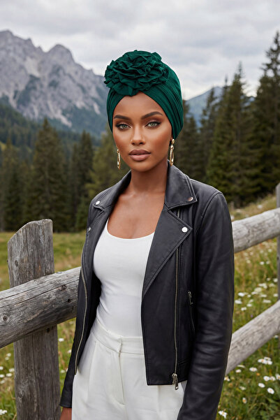 Aisha's Design بونيه قطن ممشط بالورود، B-21، أخضر