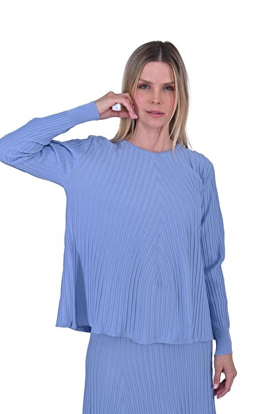 Invee Aplikasyonlu Triko Tunik MAVİ