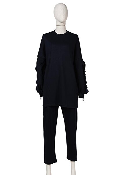 Invee Fırfırlı Takım LACİVERT