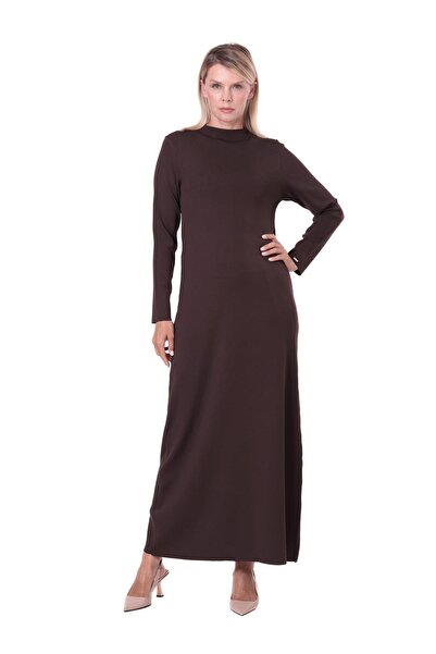 Invee Dolu Triko Elbise KAHVE