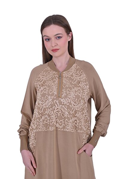 Invee Dantel Eşortman Elbise CAMEL