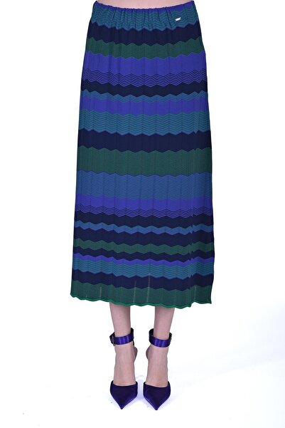 Invee تنورة تريكو متعرجة بنمط زيك زاك من بينيتون