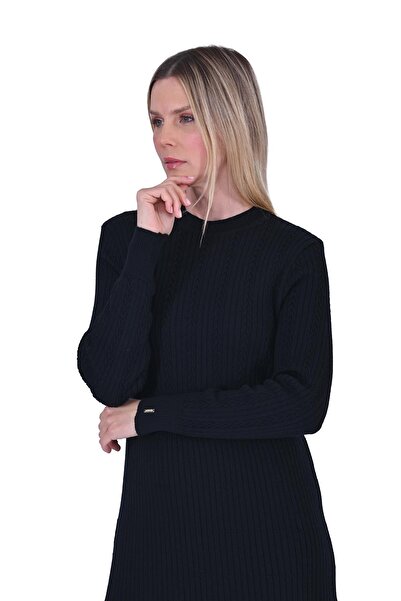 Invee Yün saçörgü Triko Elbise SİYAH