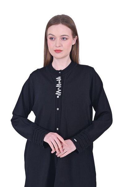 Invee سترة ميرديفين تريكو مرصعة بالأحجار باللون الأسود