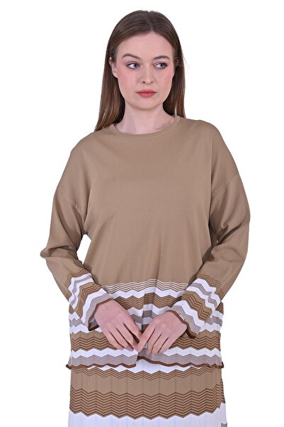 Invee Туника с плетена зигзаг материя CAMEL