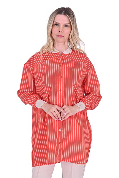 Invee قميص برتقالي مخطط موديل 6970