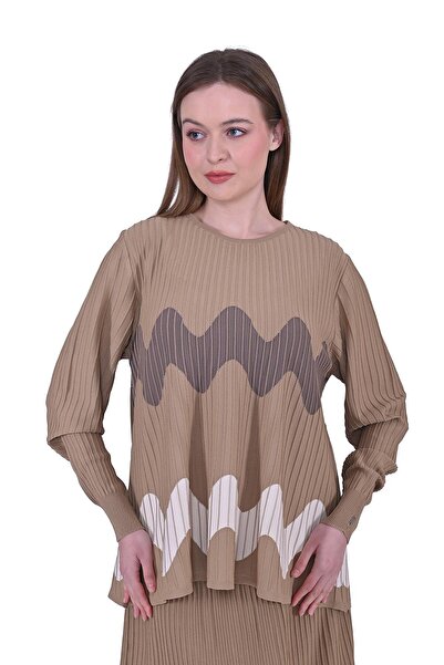 Invee Wave Knitwear Tunic Camel