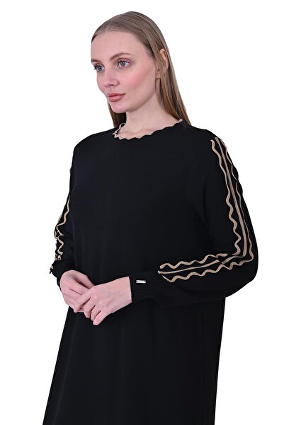 Invee Fil Dişi Triko Elbise SİYAH