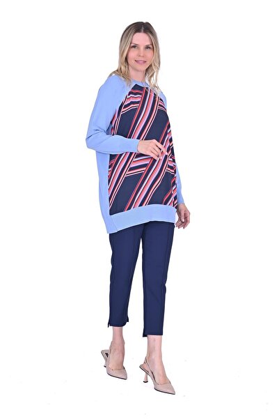 Invee Трикотажна туніка з тканиною MAVİ