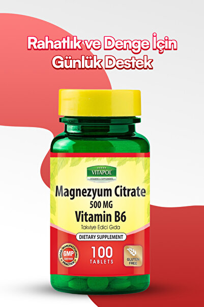 Vitapol Magnezyum Sitrat 500 Mg B6 Vitamini Magnesium Citrat