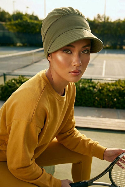 Aisha's Design Șapcă din bumbac pieptănat cu vizor, B-73, verde kaki