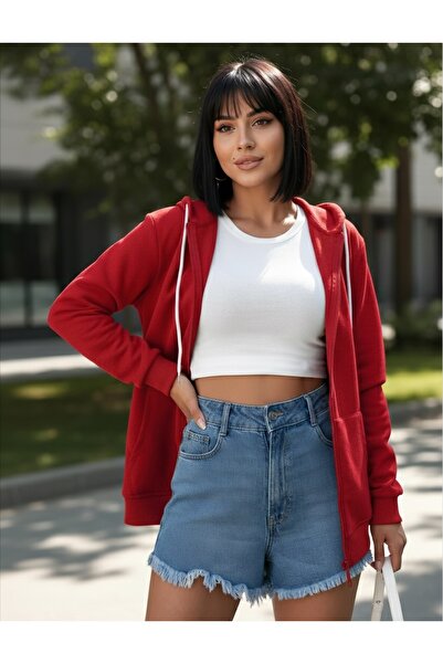 Miyalon Fermuarlı kapşonlu unisex sweatshirt