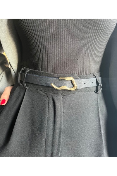 LİA KEMER Keep Patterned Women's Gold Buckle Belt Jacket Belt Dress Belt Trouser Belt