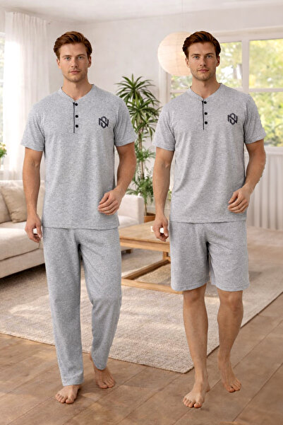 nisaNCa طقم بيجامة قطنية للرجال مكون من 3 قطع - هدية عيد الأب