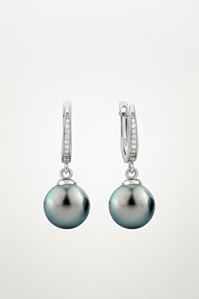 bymissmücevherat 925 Ayar Gümüş Sallantılı Yuvarlak Tahiti İncisi (Siyah İnci...