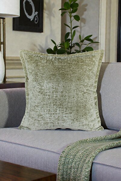 VISIONARIO Green Imported Velvet Woven Throw Pillow Cover