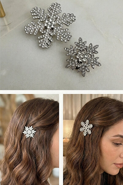 Modex Срібний колір камінь подвійний сніжинка волосся бічна шпилька (5 см-3 см)