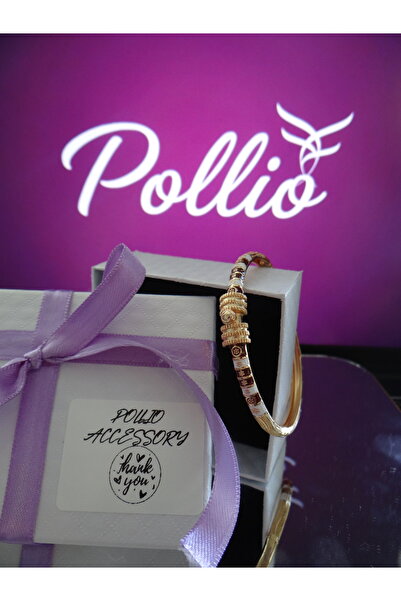 pollio accessorry Etnik İşlemeli Kahve ve Beyaz Gold Bilezik - Hint/Osmanlı T...