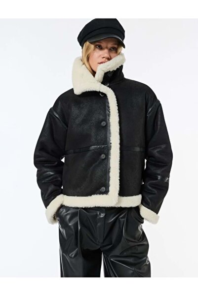 Koton Women's Clothing Bonded Coat Plush Lined Buttoned Pocketed 6Wak20050Ew ...