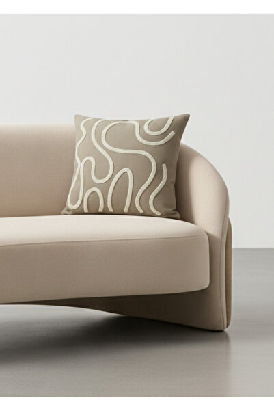 Destiva Home Κάλυμμα μαξιλαριού από ύφασμα ολεφίνης με λεπτομέρεια κεντήματος με κορδόνια, 43x43 cm