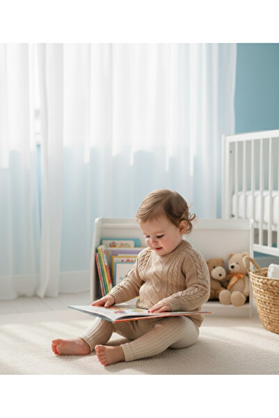 Nimini Kids Knitted Model Modern Crew Neck Unisex Baby Sweater (0-2 Years)